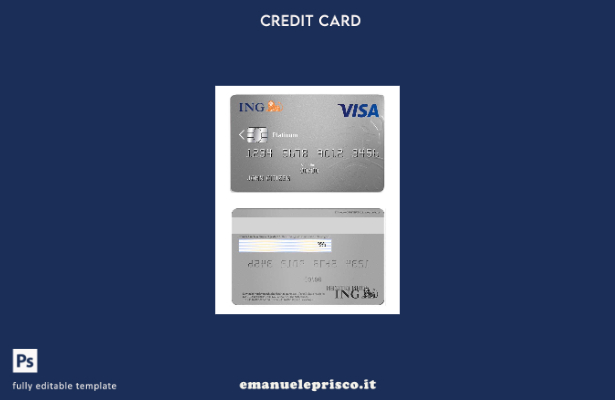 modello di platino per carta visto bancario olandese ING in stile verificato